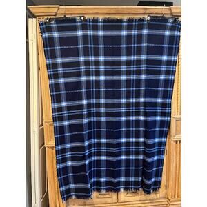 VTG OLYMPIC Airways Enneking Holland 100% Wool Fringe Blanket 70" x 52" Greece